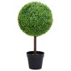 Artificial Boxwood Plant with Pot Ball Shaped Green 19.7"