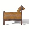 Rustic Accent Chair Vintage Solid Wood Upholstered Chair for Living Room, Bedroom, Reading, Balcony