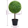 Artificial Boxwood Plant with Pot Ball Shaped Green 19.7"