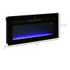 50" 1500W Recessed and Wall Mounted Electric Fireplace Inserts with Remote, Adjustable Flame Color and Brightness, Cryolite-Effect Rocks, Black